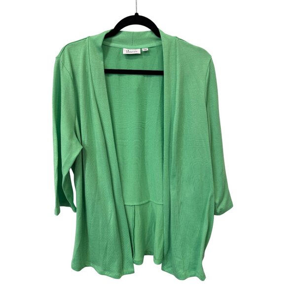 Denim and Company Essentials Open Front Peplum Cardigan Size L 3/4 Sleeve Office - Picture 1 of 6